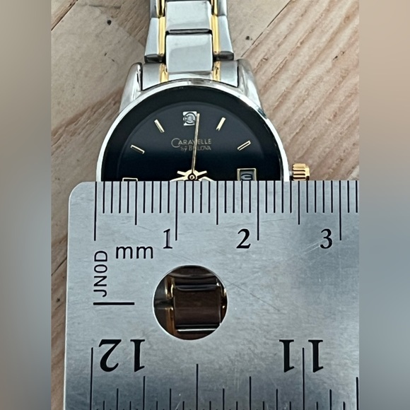 Caravelle by Bulova Ladies Watch Diamonds Black Dial Two Tone Bracelet - Picture 12 of 13